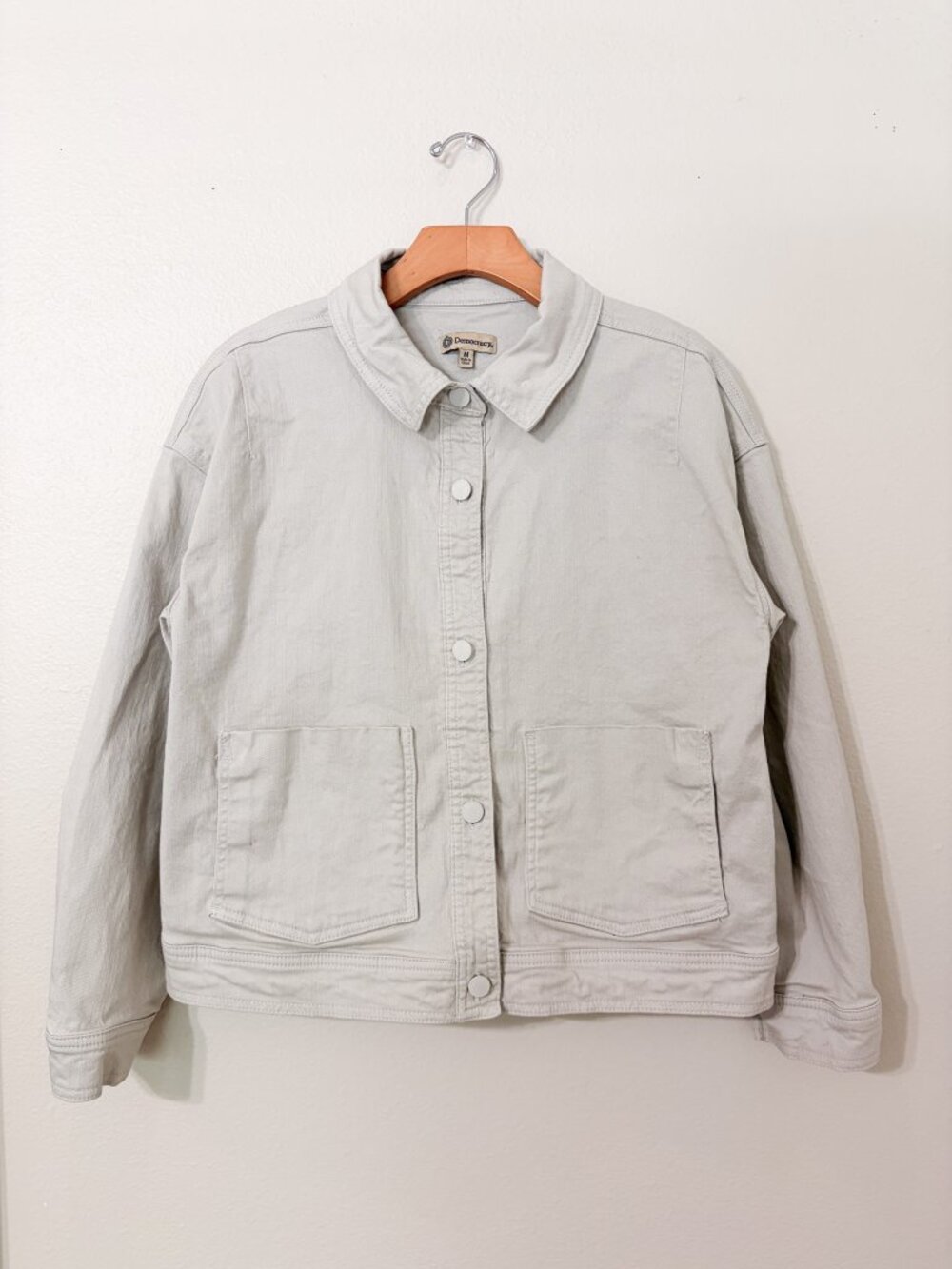 Democracy Women's Cream Cropped Denim Chore Jacket